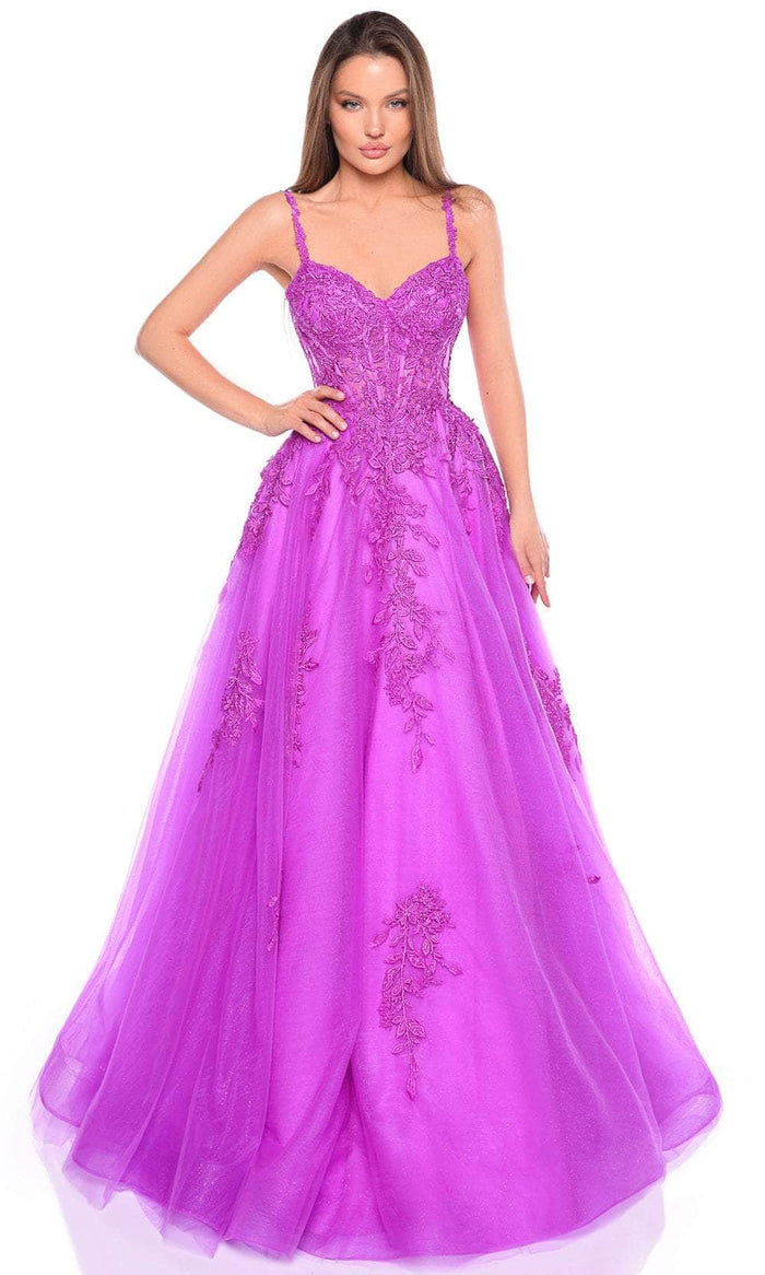 Amarra 88109 - Sweetheart Neck Embroidered Ballgown Special Occasion Dress 000 / Purple