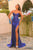 Amarra 88292 - Ruched Bodice Embellished Metallic Gown Prom Dresses 000 / Royal Blue