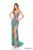 Amarra 88393 - Floral Beaded Sheath Gown with High Slit Prom Dresses 000 / Jade/Multi