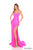 Amarra 88431 - Elegant Ruched Gown with High Slit Prom Dresses 000 / Fuchsia