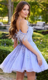 Amarra 88663 Periwinkle Short A line feather Homecoming Cocktail Dress –  Glass Slipper Formals