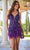 Amarra 88675 - V-Neck Feather Trimmed Cocktail Dress Special Occasion Dress 00 / Purple