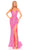 Amarra 88692 - Geometric Sequin V-Neck Evening Gown Special Occasion Dress 00 / Neon Pink