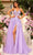 Amarra 88754 - Gleaming Floral Embellished Plunging Ballgown Special Occasion Dress 000 / Lilac