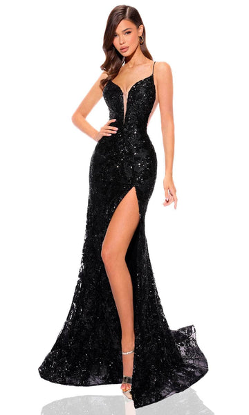 Amarra 88554 Long Prom Dress Fitted Sequin Backless Corset V Neck Shimmer  Formal Gown