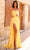 Amarra 88835 - Strapless Slit Evening Dress Special Occasion Dress 000 / Light Yellow