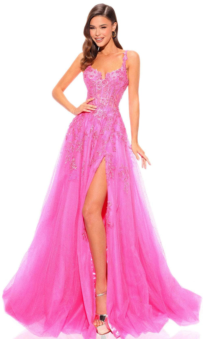 Amarra 88849 - Lace Detailed A-Line Prom Dress Special Occasion Dress 000 / Fuchsia