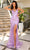 Amarra 88870 - V-Neck High Slit Evening Dress Special Occasion Dress 000 / Lilac