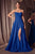 Amoris by Ladivine T701 - Strapless Glitter A-Line Evening Gown Prom Dresses XXS / Royal