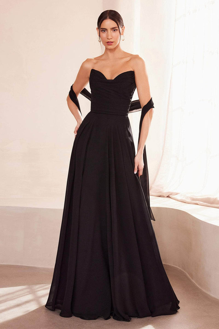 Amoris by Ladivine T703 - Sweetheart A-Line Evening Gown Prom Dresses XXS / Black