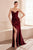 Amoris by Ladivine T704 - Elegant V-Neck Evening Gown Prom Dresses XXS / Burgundy