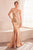 Amoris by Ladivine T704 - Elegant V-Neck Evening Gown Prom Dresses XXS / Champagne Gold