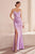 Amoris by Ladivine T704 - Elegant V-Neck Evening Gown Prom Dresses XXS / Lavender