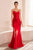 Amoris by Ladivine T704 - Elegant V-Neck Evening Gown Prom Dresses XXS / Red