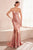 Amoris by Ladivine T704 - Elegant V-Neck Evening Gown Prom Dresses XXS / Rose Gold