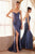 Amoris by Ladivine T704 - Elegant V-Neck Evening Gown Prom Dresses XXS / Smoky Blue