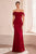 Amoris by Ladivine T705 - Off-Shoulder Chiffon Evening Gown Prom Dresses XXS / Burgundy