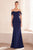 Amoris by Ladivine T705 - Off-Shoulder Chiffon Evening Gown Prom Dresses XXS / Navy