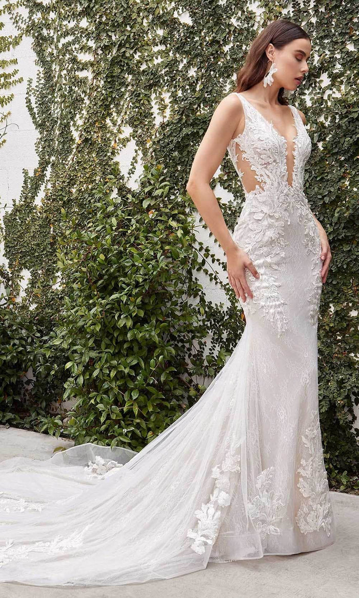 Andrea and Leo A1072W - V-Neck Embroidered Mermaid Bridal Gown Bridal Dresses 14 / Off White