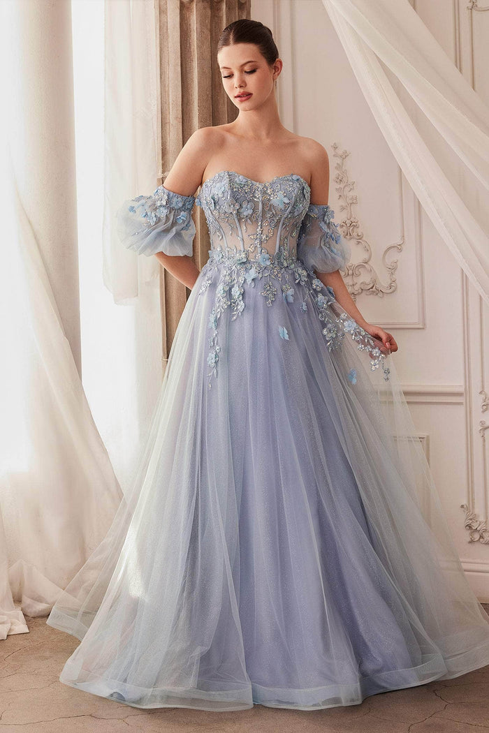 Andrea and Leo A1108 - Detachable Sleeve Sweetheart Ballgown Ball Gowns 2 / Paris Blue