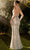 Andrea and Leo A1312 - Crystal Beaded Plunging Evening Dress Evening Dresses 16 / Silver-Nude