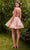 Andrea and Leo A1347 - Floral Sequin A-Line Cocktail Dress Homecoming Dresses 2 / Rose Gold