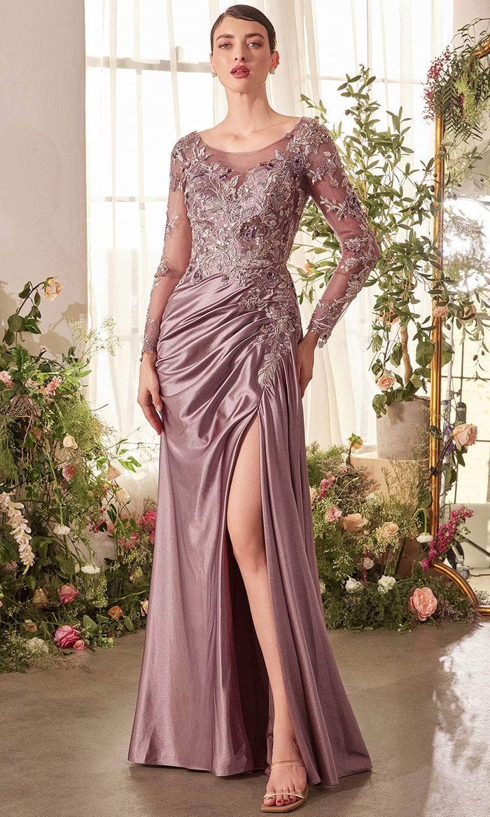 Andrea and Leo A1403 - Long Sleeve Appliqued Bodice Prom Gown Special Occasion Dress