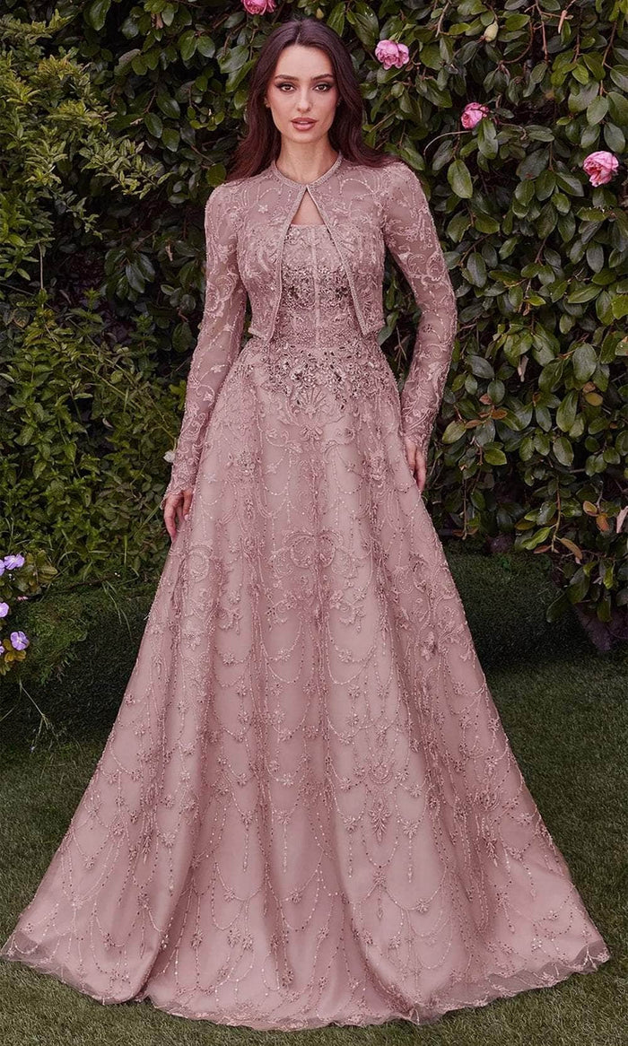 Andrea and Leo MA104 - Exquisite Embroidered Bolero Evening Dress Evening Dresses 12 / Dusty Rose