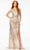 Ashley Lauren 11207 - Stripe Sequin Long Gown Evening Dresses 00 / Nude