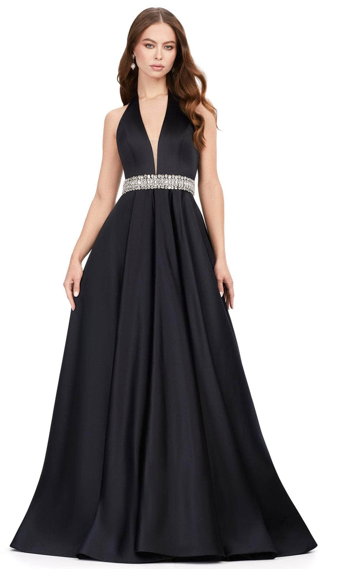 Ashley Lauren 11249 - Halter A-line Evening Gown Ball Gowns 0 / Black