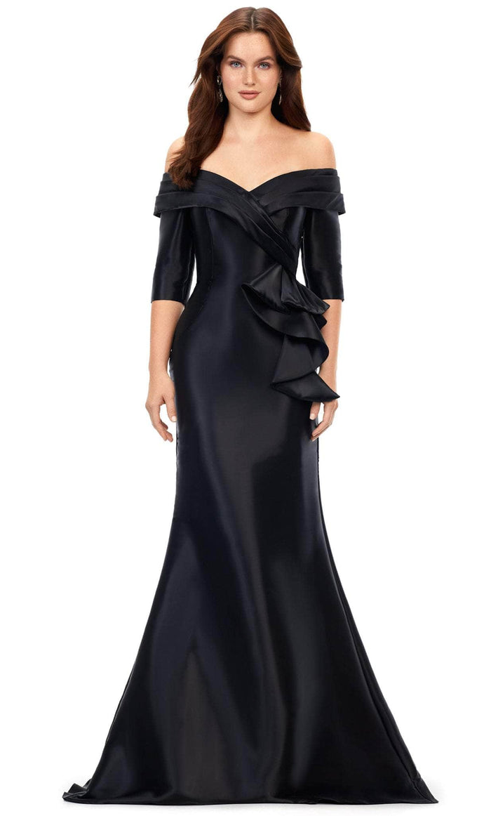 Ashley Lauren 11324 - Off Shoulder Mermaid Evening Gown Evening Dresses 16 / Black