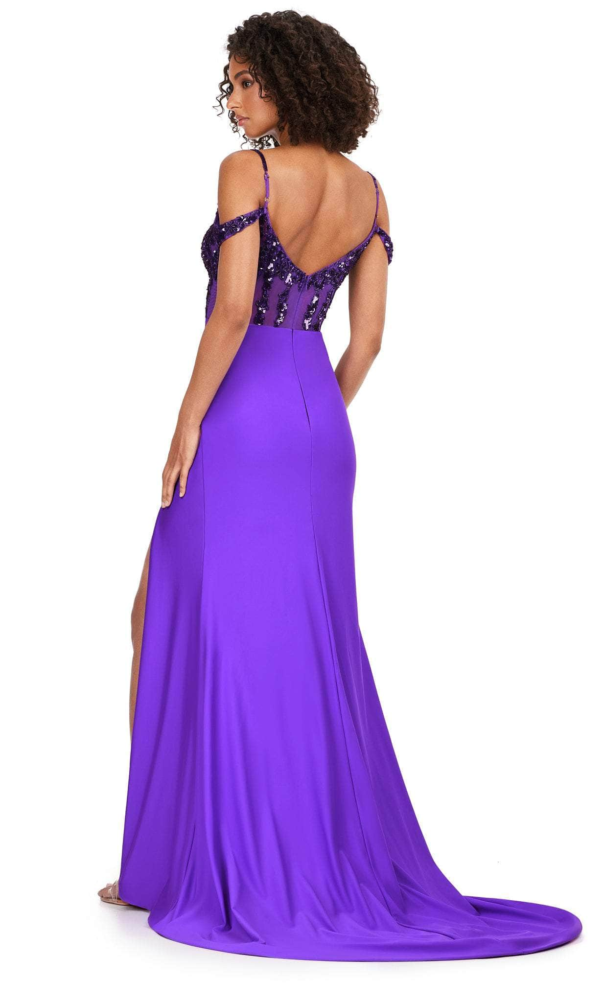 Ashley Lauren 11391 Beaded Corset Prom Dress with Slit Couture Candy