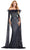 Ashley Lauren 11429 - Feather Detail Off-Shoulder Evening Dress Evening Dresses 0 / Charcoal