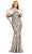 Ashley Lauren 11433 - Puff Sleeve Off-Shoulder Evening Dress Evening Dresses 0 / Marble