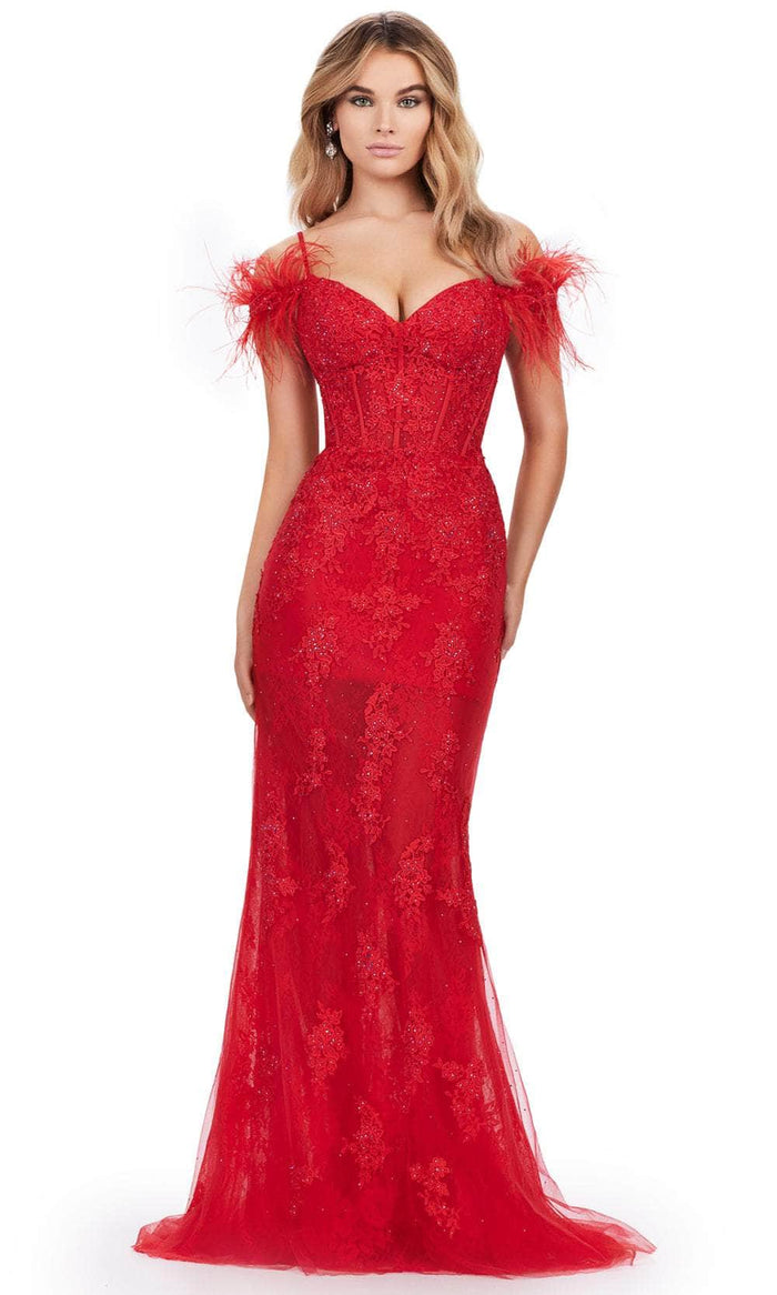 Ashley Lauren 11481 - Lace Mermaid Prom Dress Prom Dresses 00 / Red