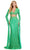 Ashley Lauren 11485 - Long Cape Sleeve Cutout Prom Gown Prom Dresses 00 / Electric Lime