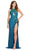 Ashley Lauren 11498 - Beaded High Slit Prom Gown Prom Dresses 00 / Peacock