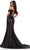 Ashley Lauren 11575 - Satin Drape Sleeve Prom Dress Prom Dresses 4 / Black