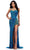 Ashley Lauren 11590 - Sweetheart Fringed Slit Evening Gown Pageant Dresses 0 / Peacock