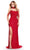 Ashley Lauren 11598 - Draped Sleeve Pearl Beaded Evening Gown Evening Dresses 0 / Red