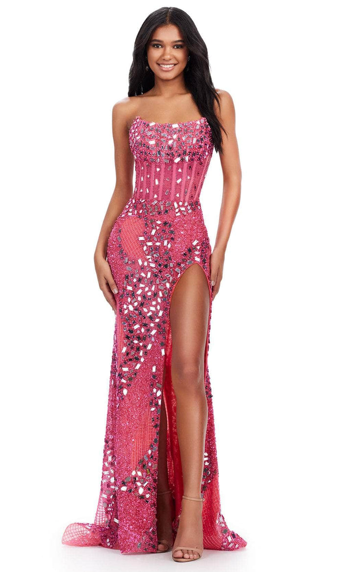 Ashley Lauren 11599 - Cut-Glass Scoop Evening Gown Evening Dresses 0 / Hot Pink