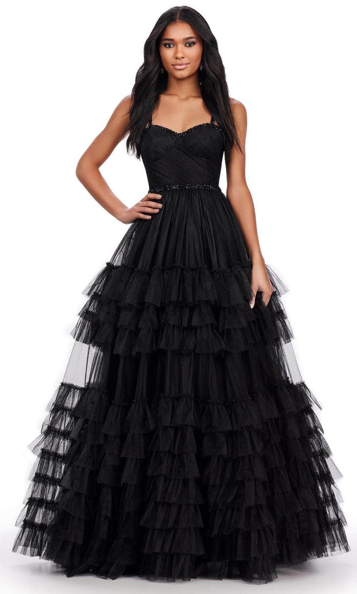 Ashley Lauren 11603 - Sweetheart Tiered A-Line Prom Dress Prom Dresses 8 / Black