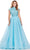 Ashley Lauren 11630 - Beaded Bodice High Neck Ballgown Ball Gowns 0 / Sky