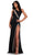 Ashley Lauren 11635 - Asymmetric Cutout Sequin Prom Gown Prom Dresses 0 / Black