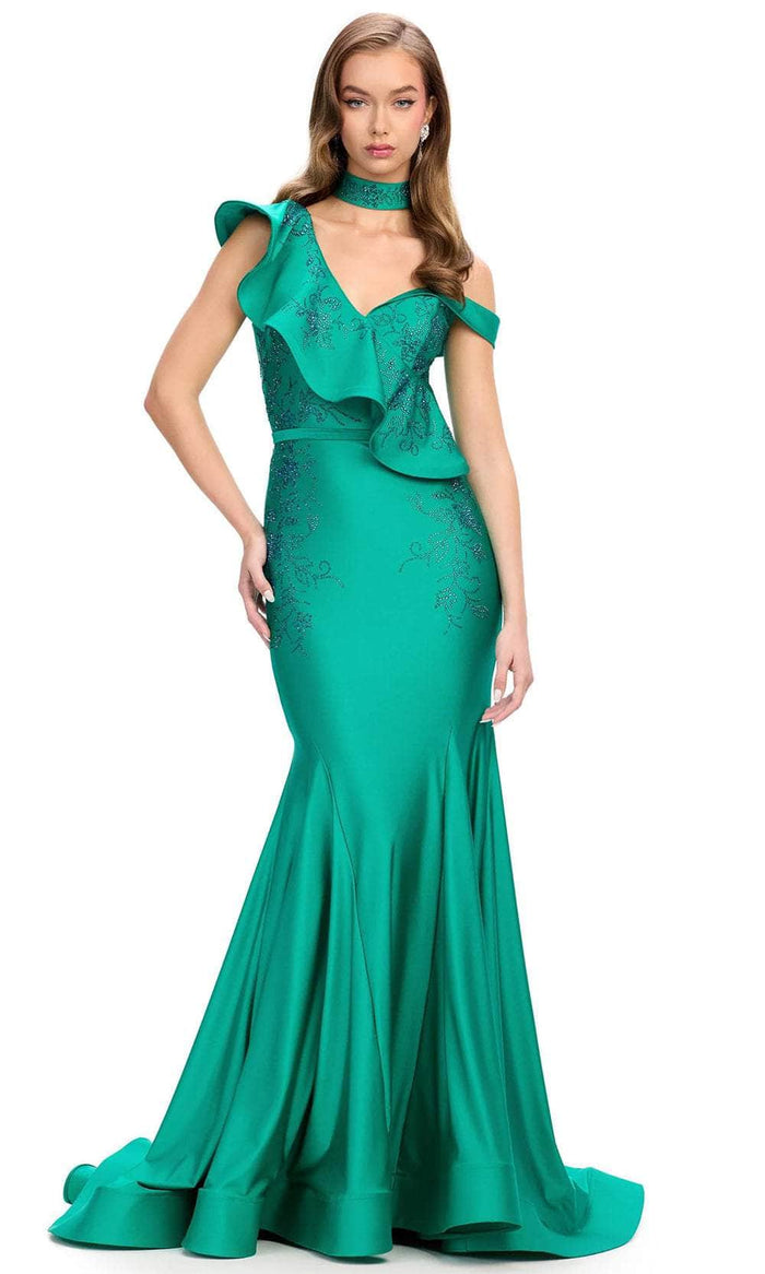 Ashley Lauren 11708 - One-Shoulder with Cascading Ruffle Evening Gown Special Occasion Dress