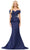 Ashley Lauren 11710 - Peplum Waist Mermaid Evening Gown Prom Dresses 0 / Navy