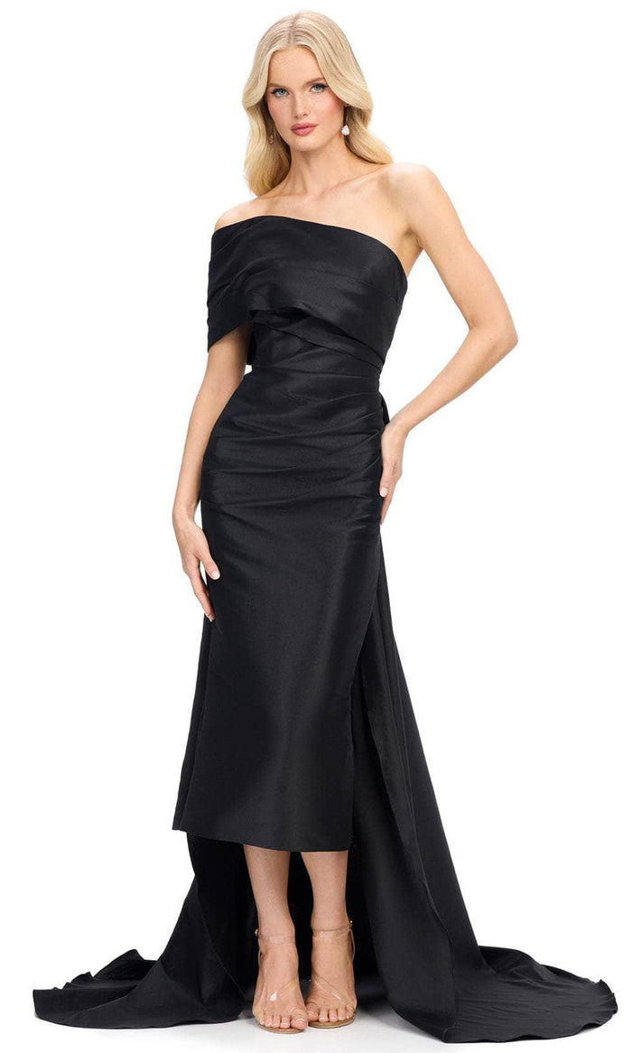 Ashley Lauren 11727 - Asymmetric Evening Gown with Overskirt Prom Dresses 0 / Black