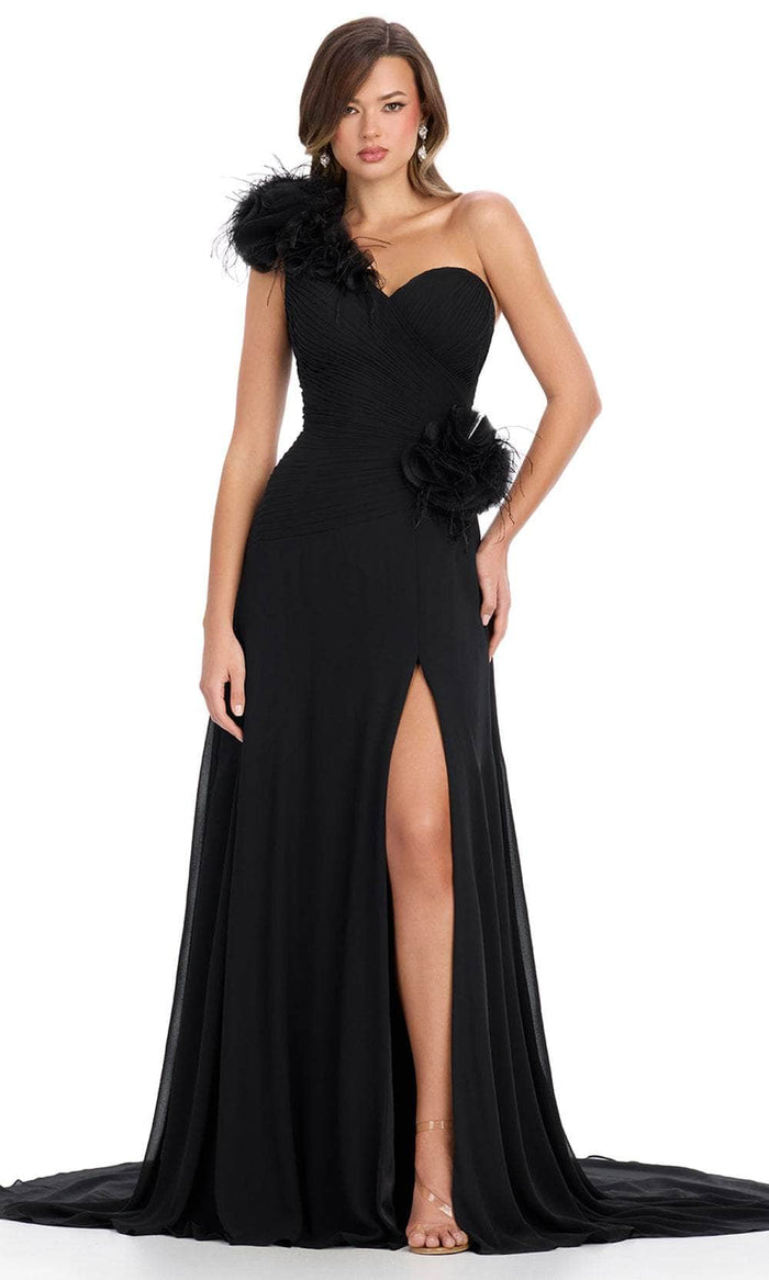 Ashley Lauren 11969 - Feather Accent One Shoulder Prom Dress Special Occasion Dress