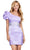 Ashley Lauren 4647 - Puff Sleeve Asymmetrical Neck Cocktail Dress Cocktail Dresses 0 / Sky