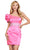 Ashley Lauren 4647 - Puff Sleeve Asymmetrical Neck Cocktail Dress Cocktail Dresses 0 / Sky